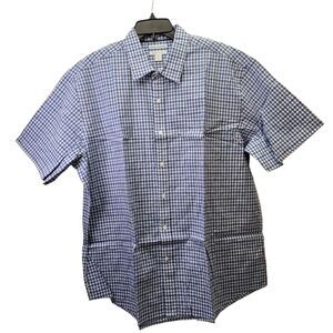 Amazon Essentials Men's Button-Down Shirt Blue Plaid Short Sleeve Size XX-Large